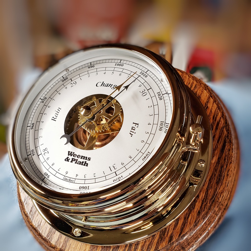 2019 - Carved wooden base for 5 1/2 inch diameter barometer.